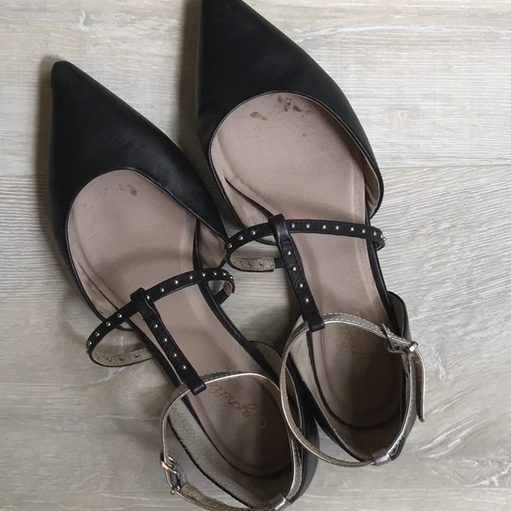 Anthropologie black leather flats w silver studs - Picture 3 of 6